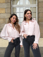 Soft Pink Brown Blouse