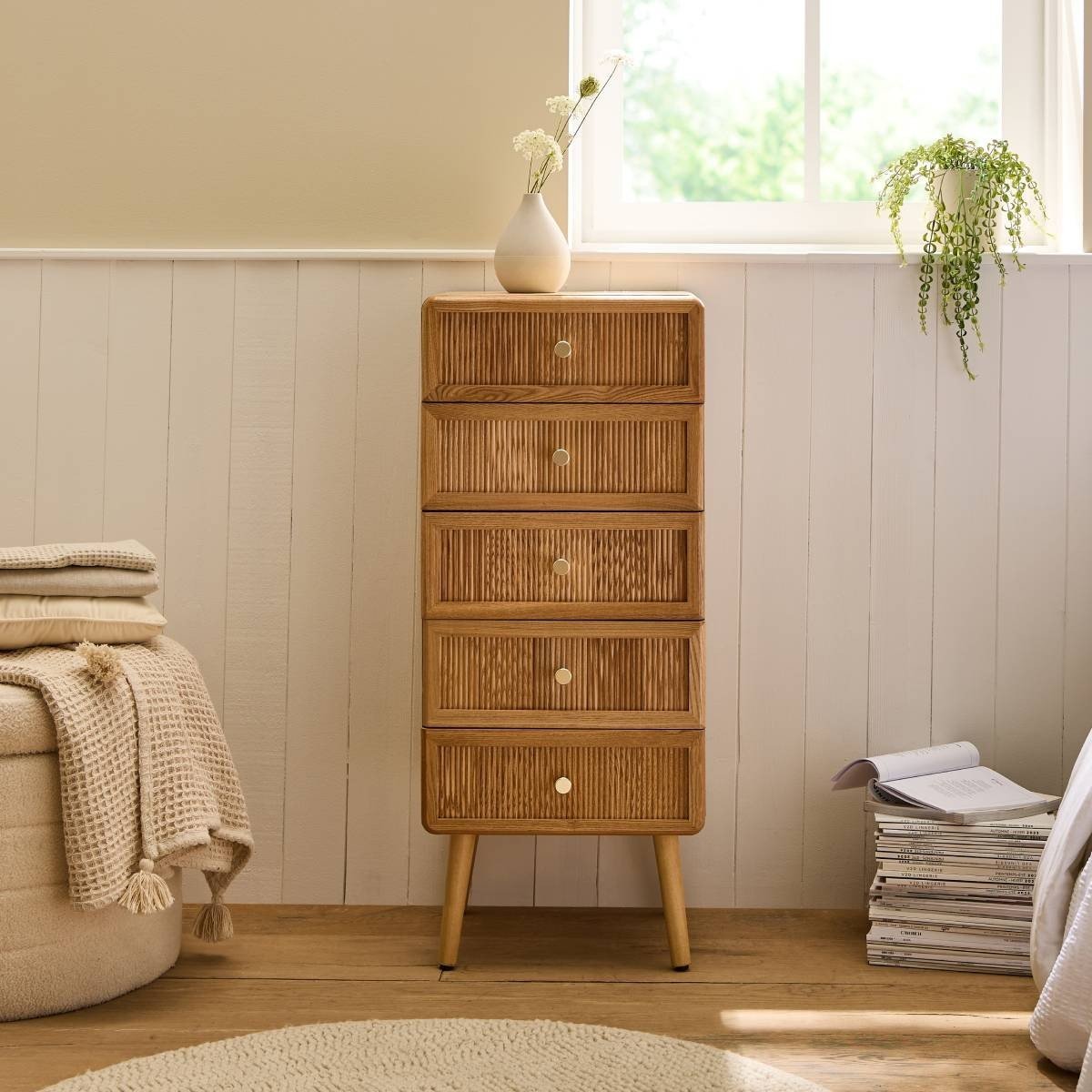 Ava - 5-Drawer Chest of Drawers - Slatted