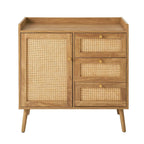 Palmo - Cómoda 3 Cajones / 1 Puerta - Madera y Ratán