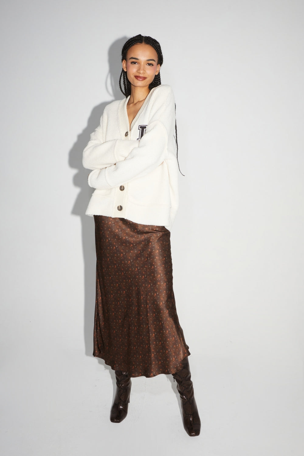 Jackson Preppy White Cardigan Jacket - White