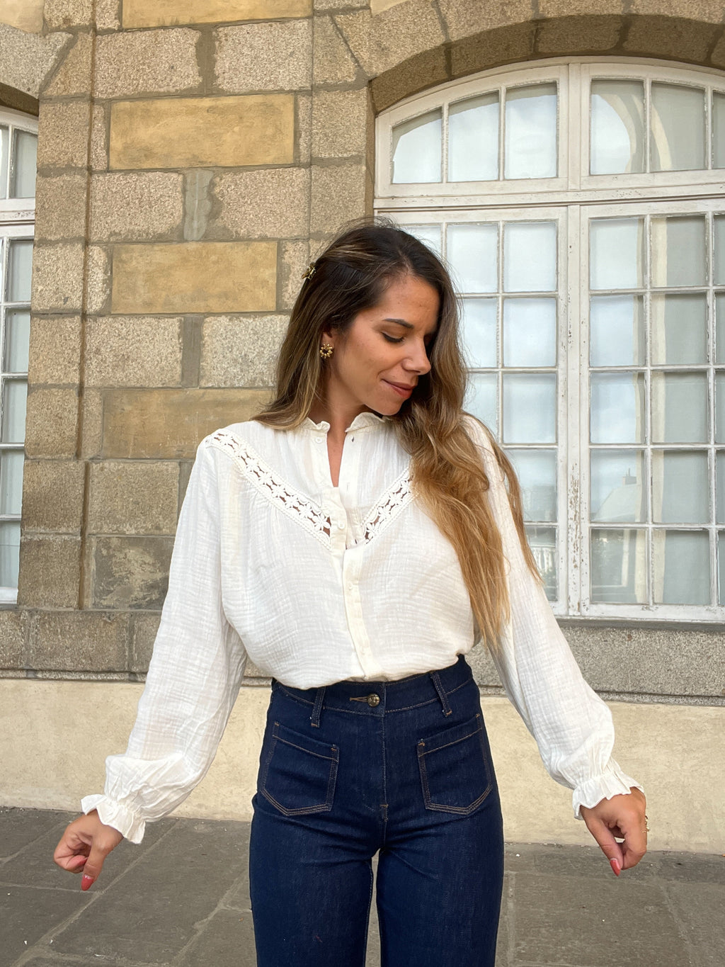 Blusa Angèle Crudo Bordada