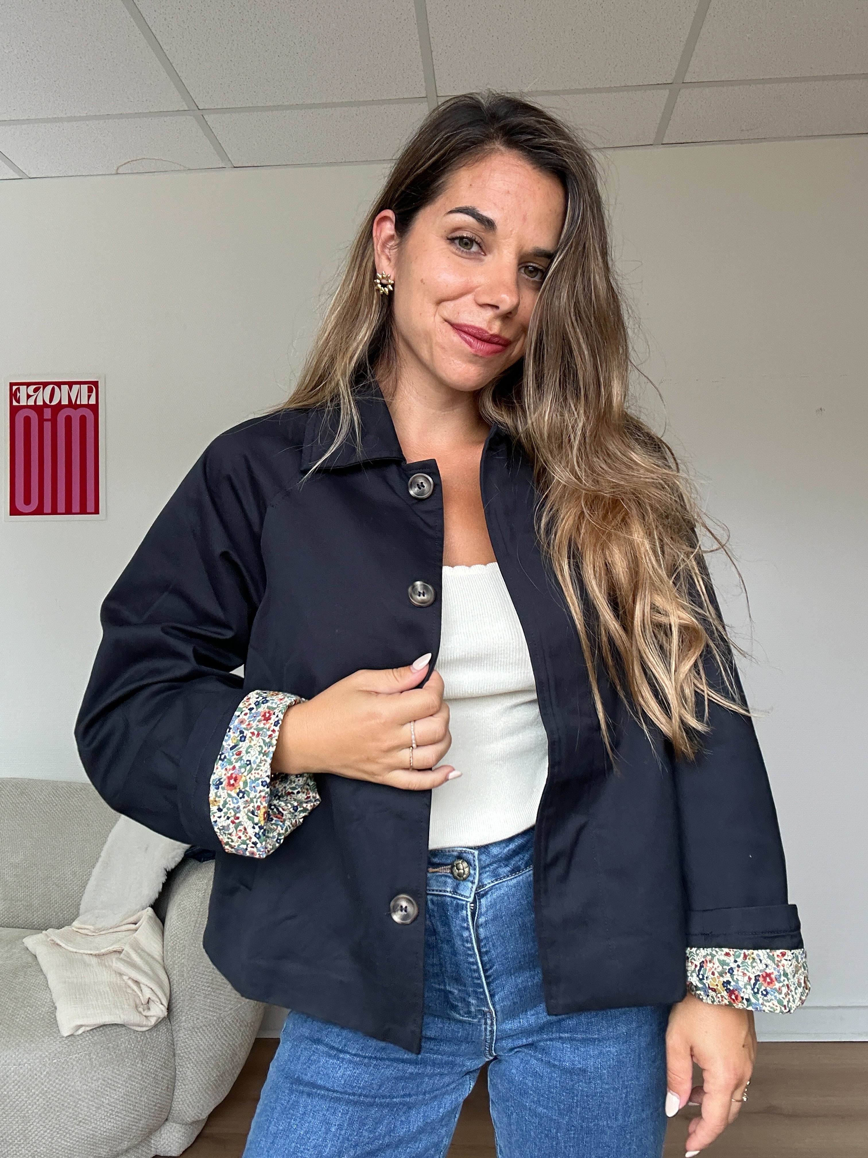 Veste Trench Liberty En Coton Marine Edith