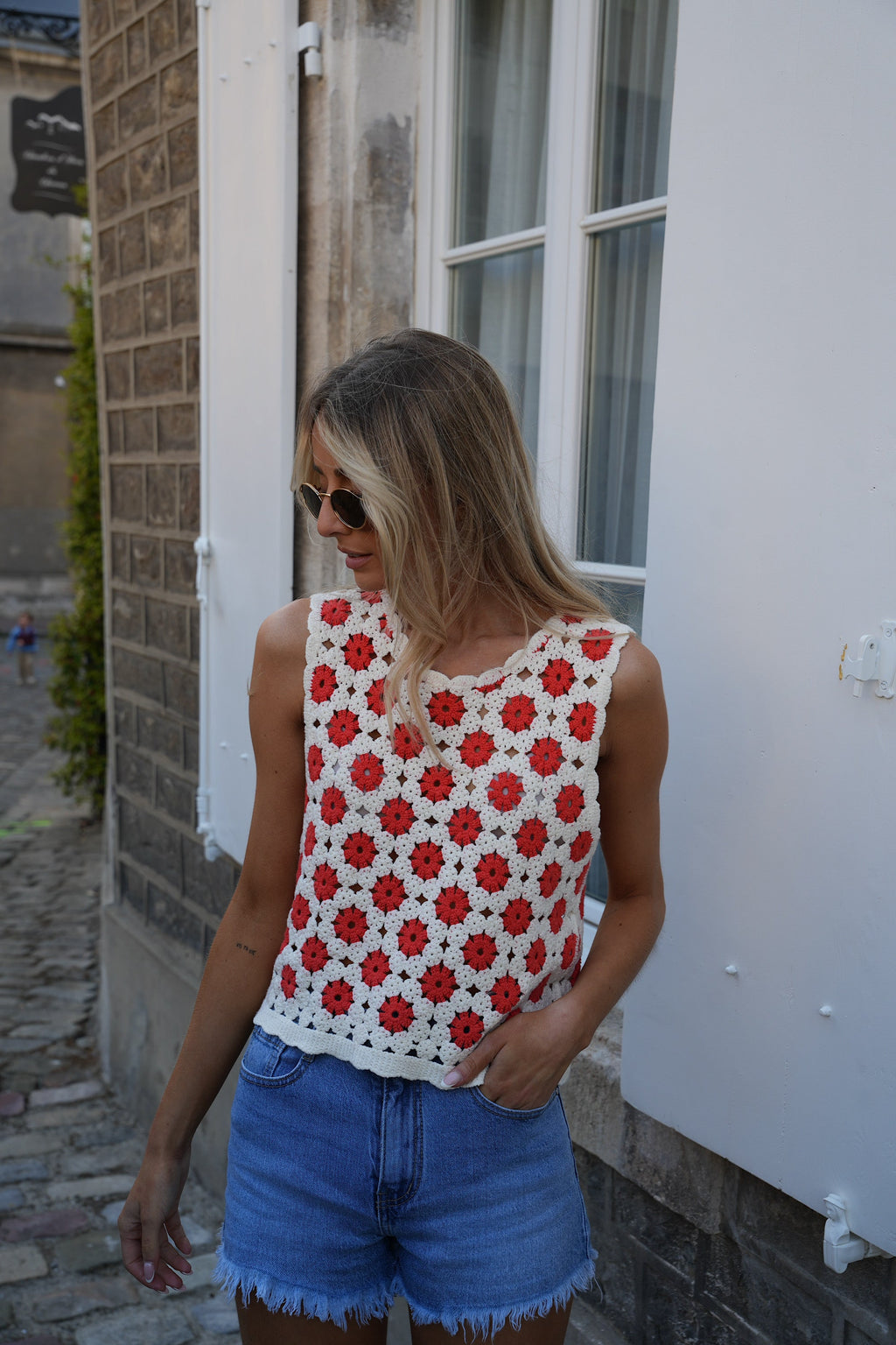 Emery Crochet Top - Red