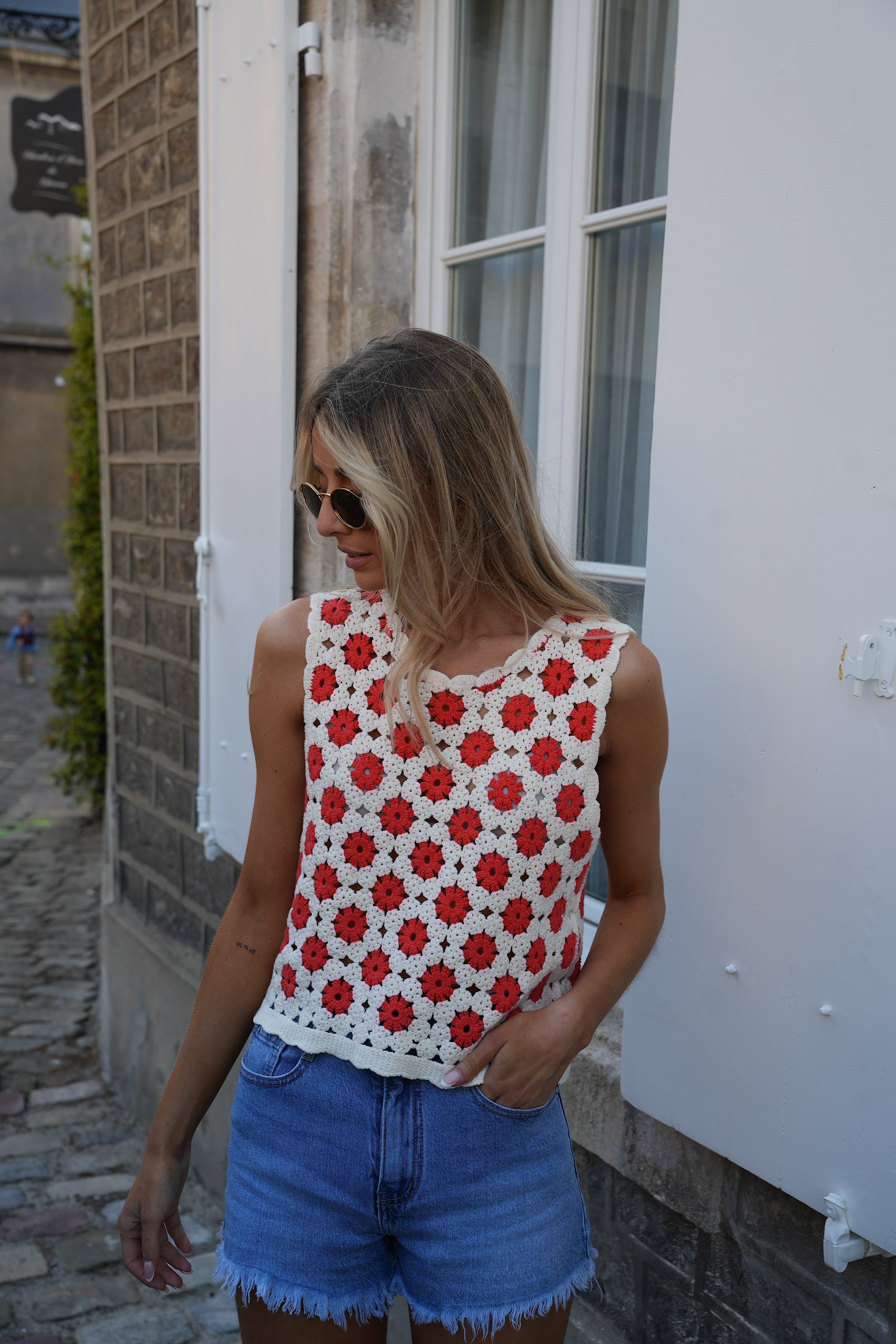Emery Crochet Top - Red