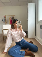 Soft Pink Brown Blouse
