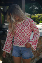 Blouse En Crochet Fidji - Rouge