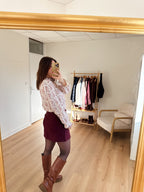 Jupe effet laine Lou bordeaux