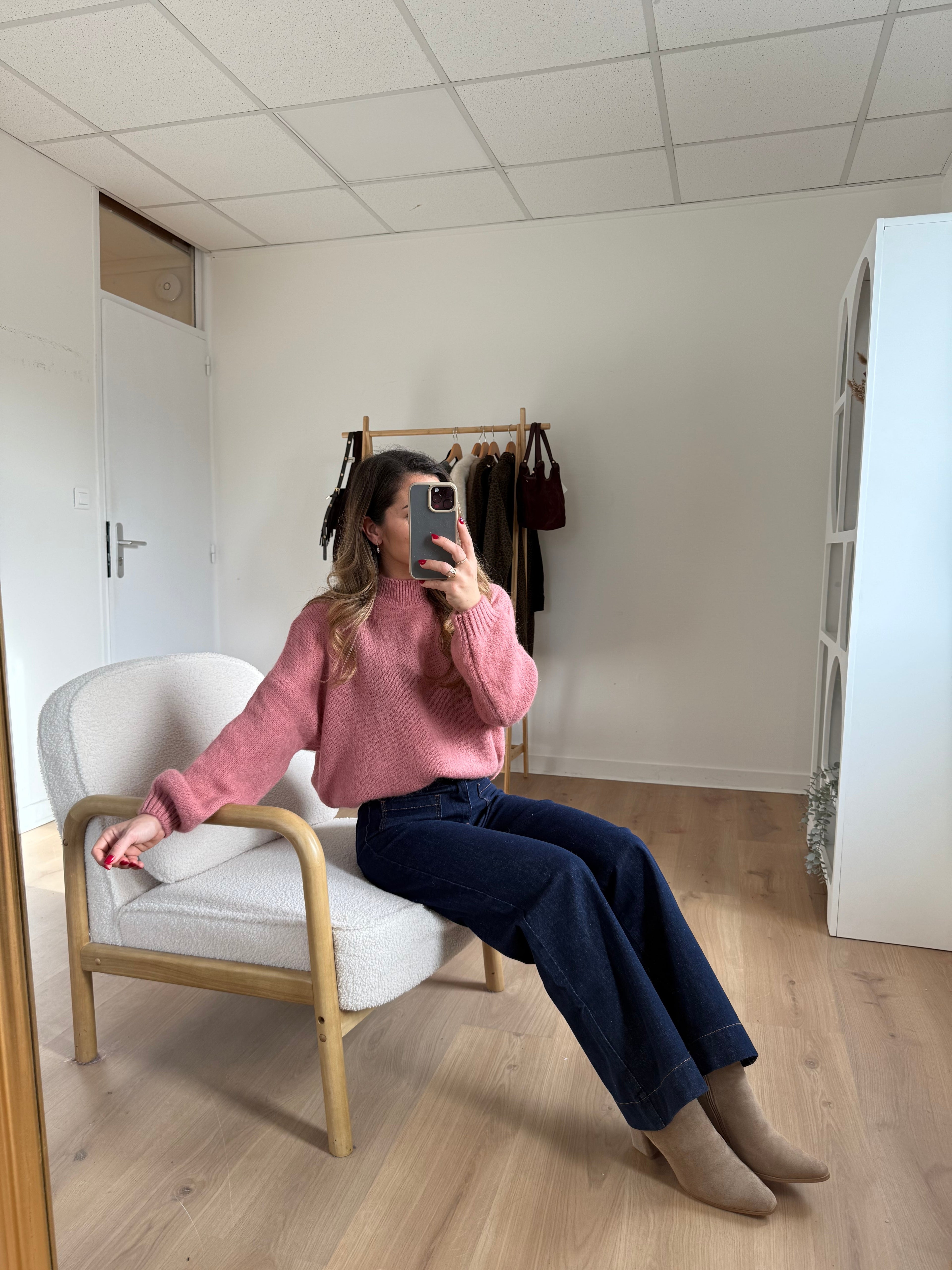 Hortense Round-Neck Knitted Sweater Old Pink