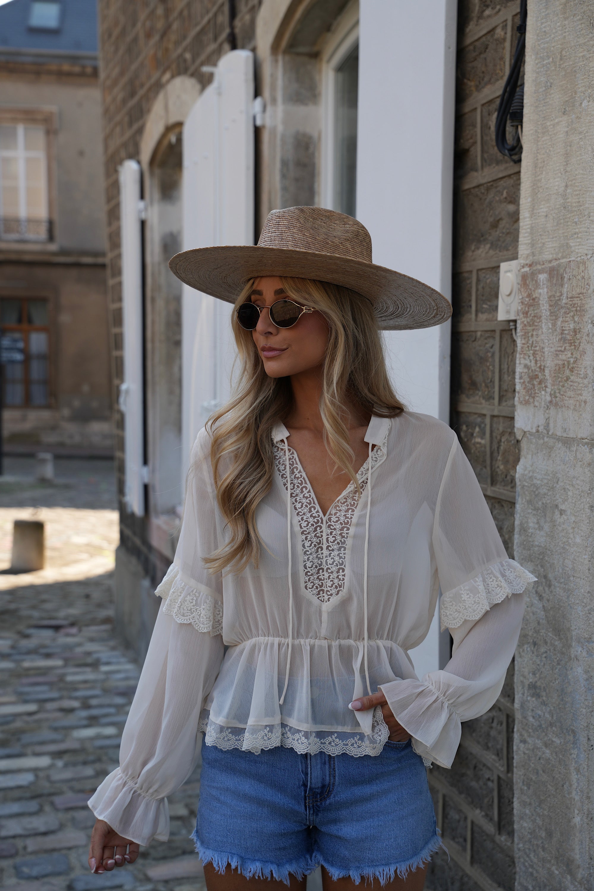 Blouse Brodée Sandy - Crème