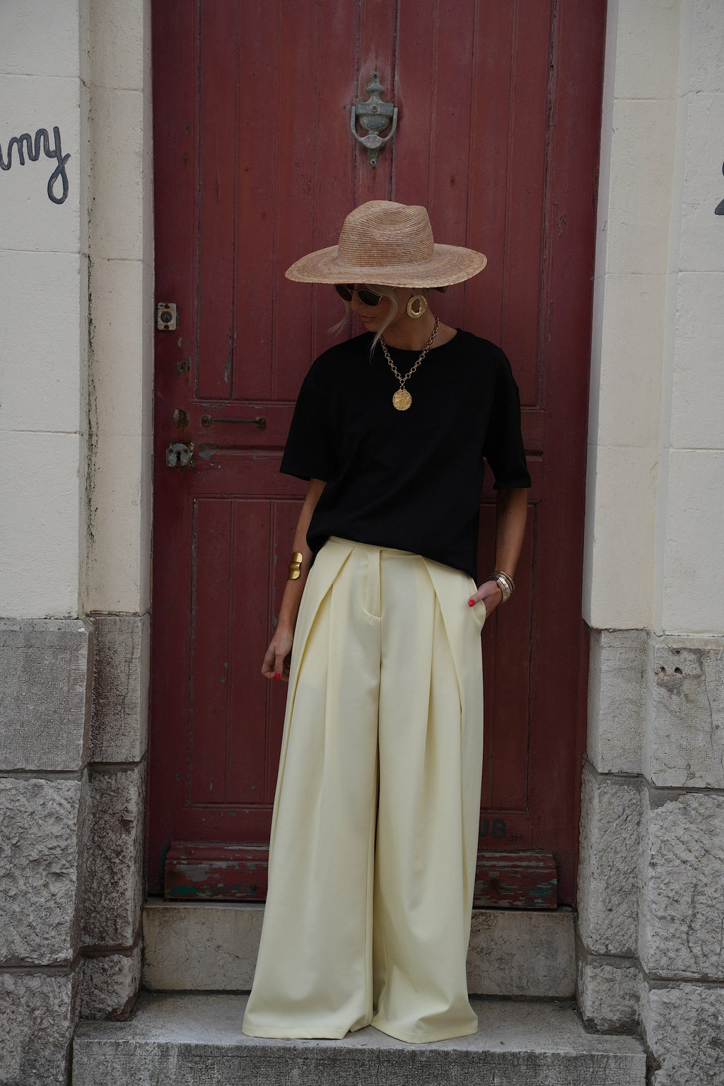 Chelsea Wide Leg Pants - Yellow