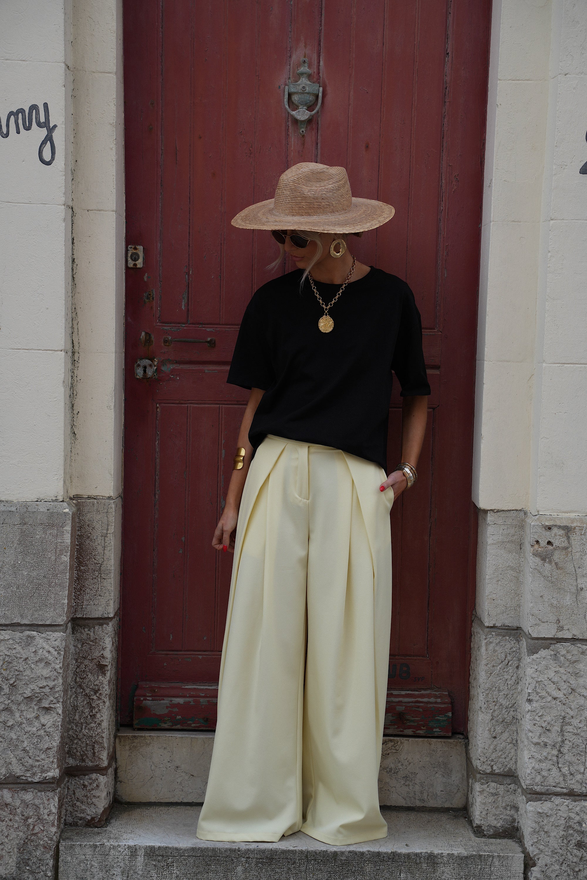 Chelsea Wide Leg Pants - Yellow