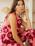 Top in Rosa & mit bordeauxroten Blumen Tivo