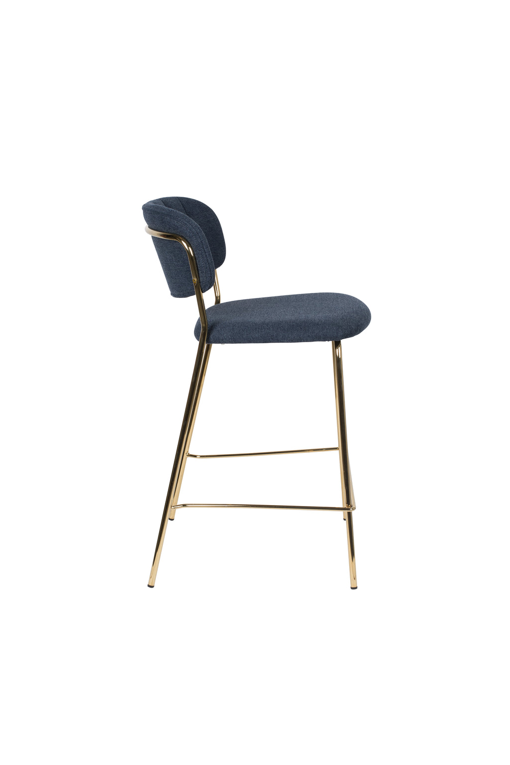 Jolien - Tabouret De Bar & De Comptoir - Tissu - Doré/Bleu Foncé