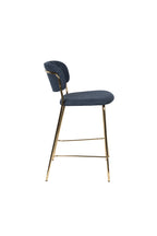 Jolien - Tabouret De Bar & De Comptoir - Tissu - Doré/Bleu Foncé