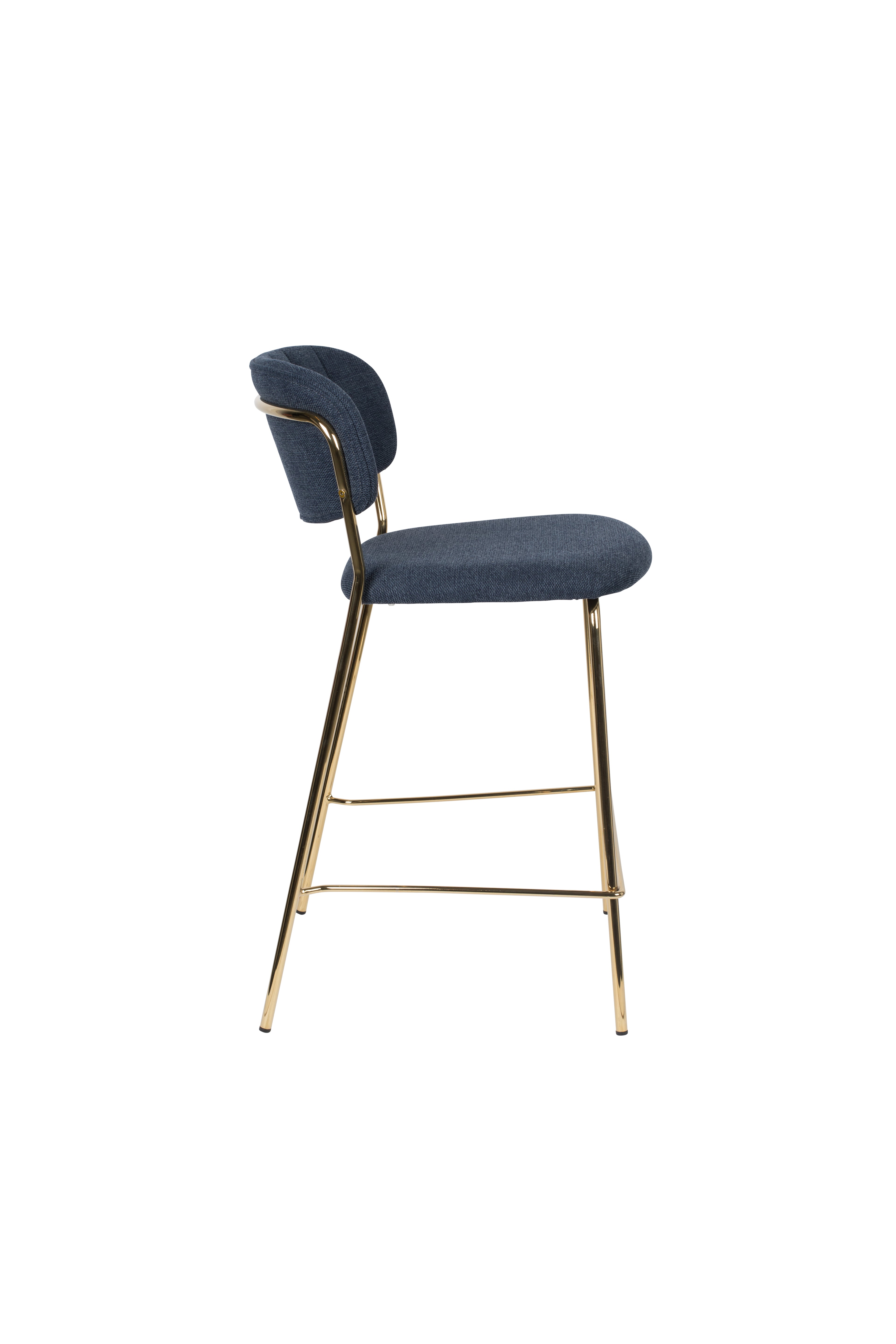 Jolien - Tabouret De Bar & De Comptoir - Tissu - Doré/Bleu Foncé