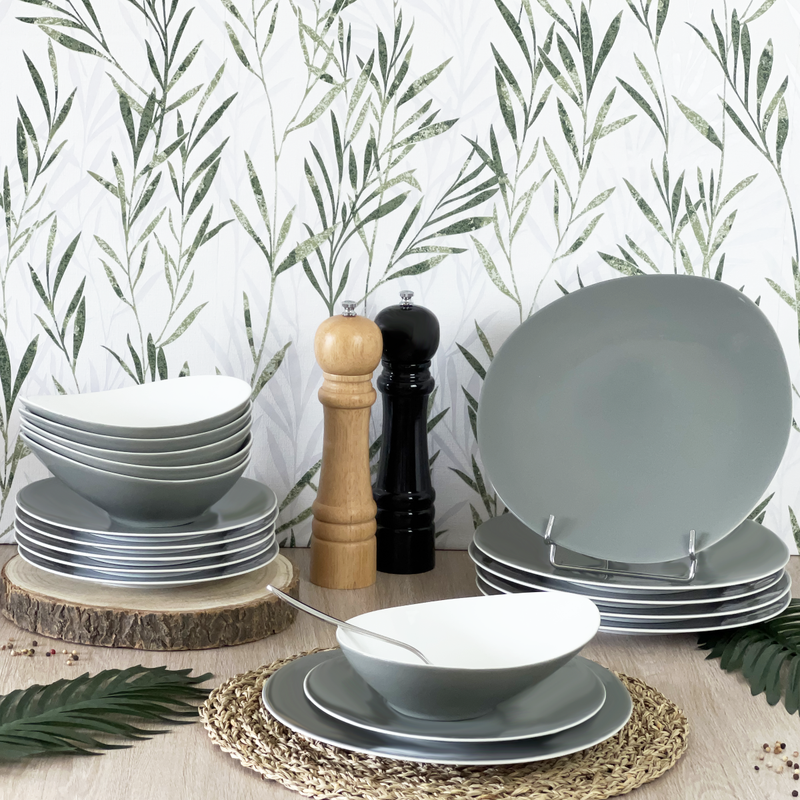 Sven Gris - Service 18 Pièces - Porcelaine - Gris