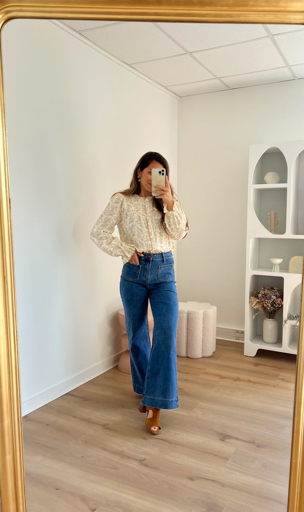 Blouse Fleurie Amélia Beige
