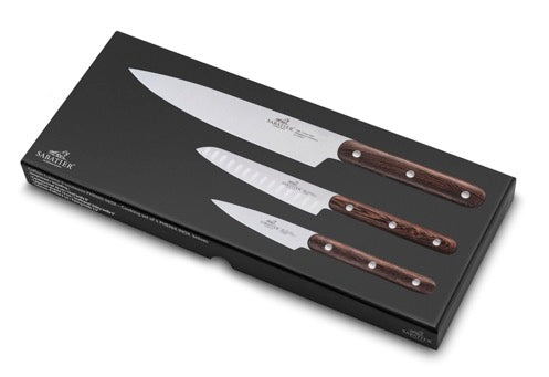 Couteaux Sabatier - Coffret Cuisine - 3 Pièces Phenix Inox - Couteau D'Office 9Cm/Couteau Utility Alvéolé 13Cm/Couteau De Cuisine 20Cm