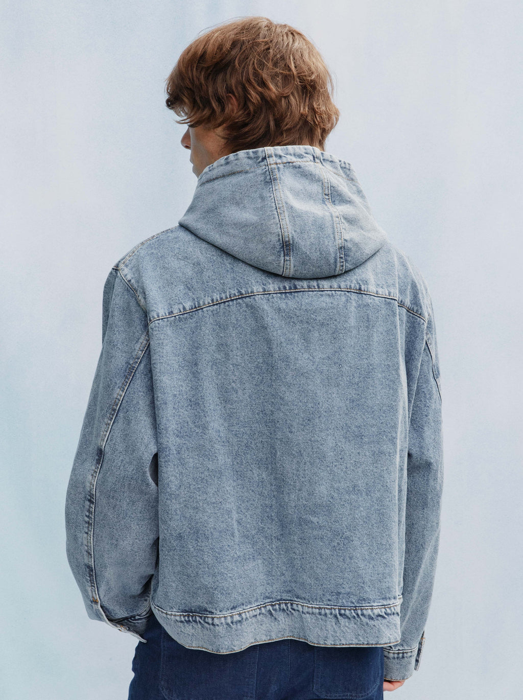 Veste À Capuche Unisexe Patch Denim Délavé