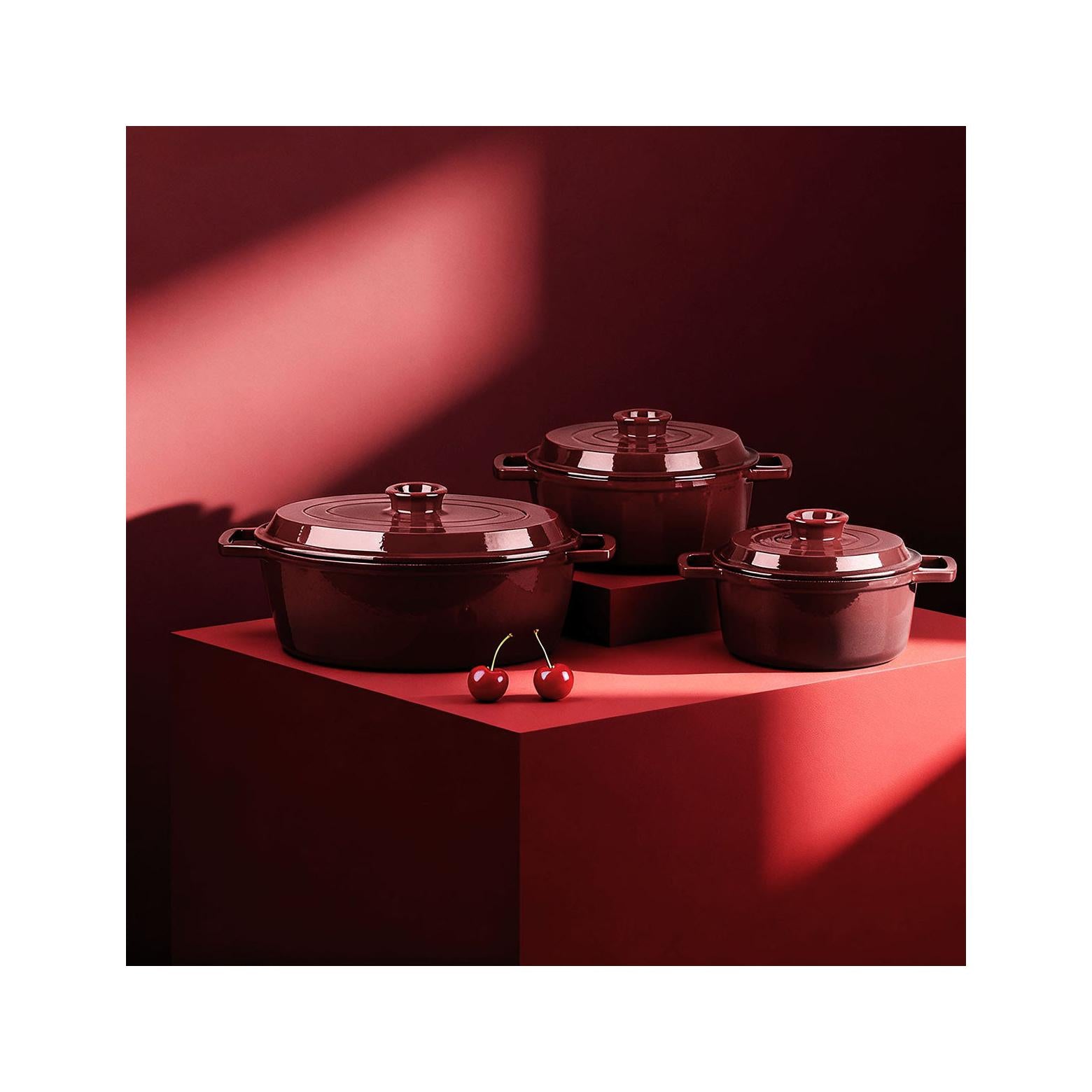MasseIron - Round Casserole - Enameled Cast Iron - Merlot