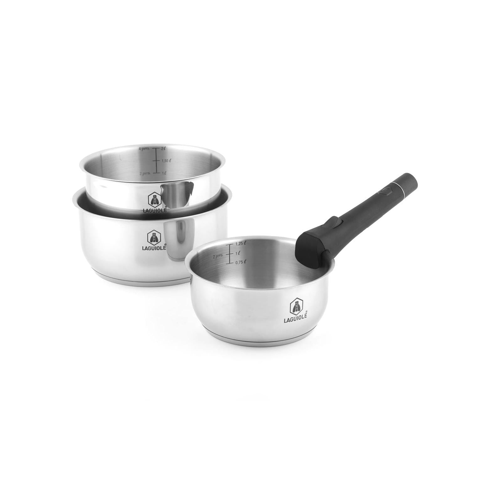 Reagent - Set of 3 Removable Pans - Stainless Steel - Silver