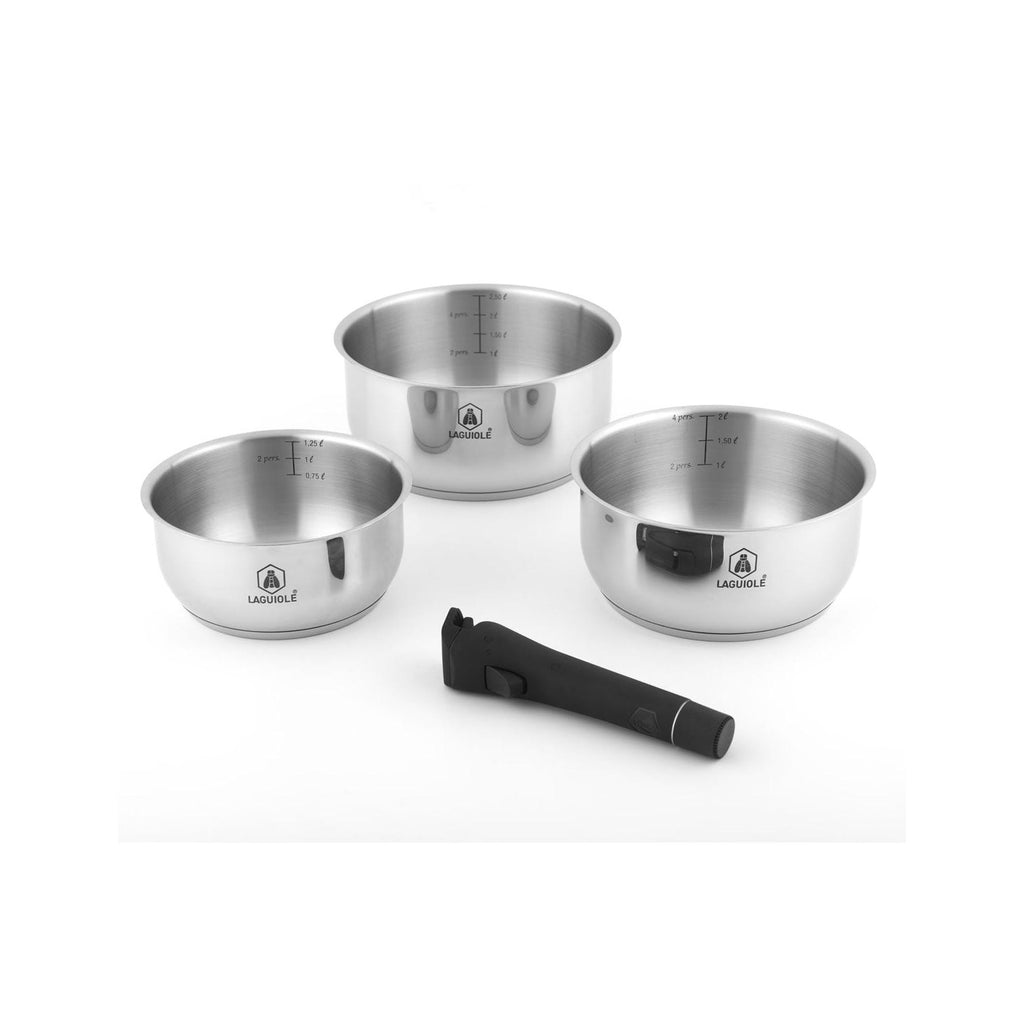 Reagent - Set of 3 Removable Pans - Stainless Steel - Silver