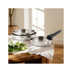 Réactif - Set of 3 Removable Frying Pans - Stainless Steel - Silver