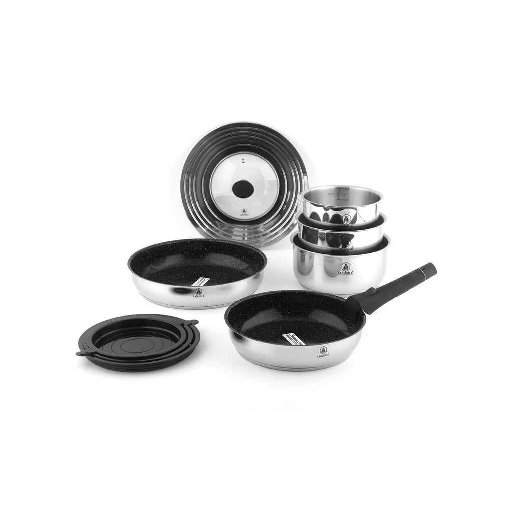 Réactif - Set 10 Pièces Amovible Anti-Adhésif - Inox - Argent