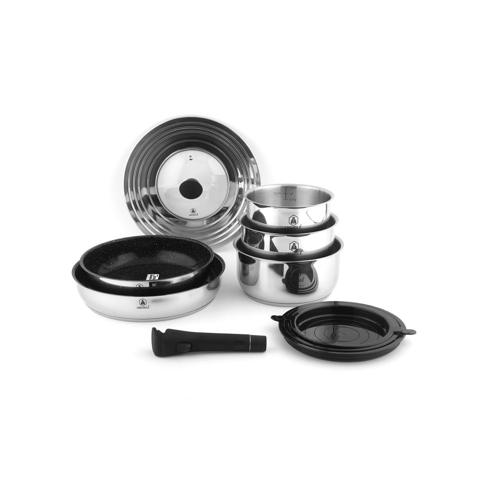 Réactif - Set 10 Pièces Amovible Anti-Adhésif - Inox - Argent