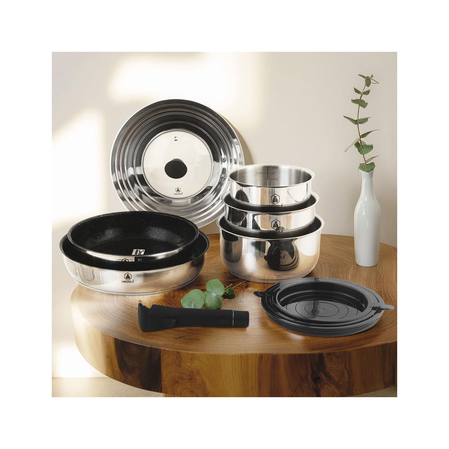 Réactif - Set 10 Pièces Amovible Anti-Adhésif - Inox - Argent