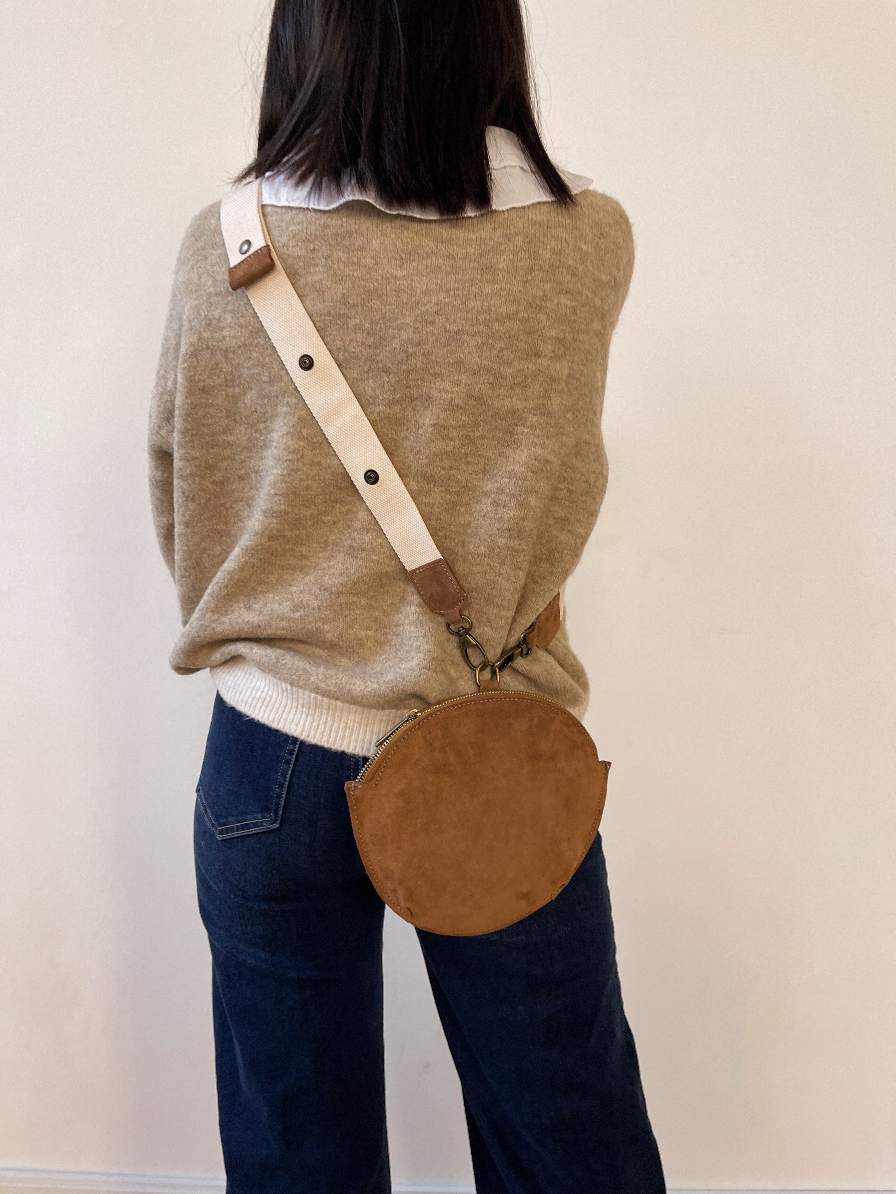 Sac Bandoulière En Daim Beige Macarena