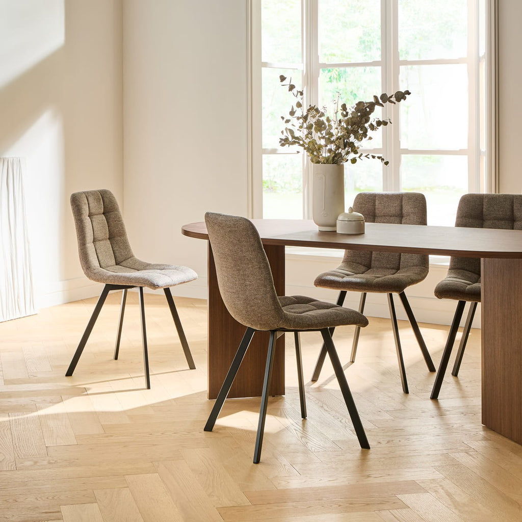 Chilli - Set of 4 Padded Chairs - Brown Mottled Fabric