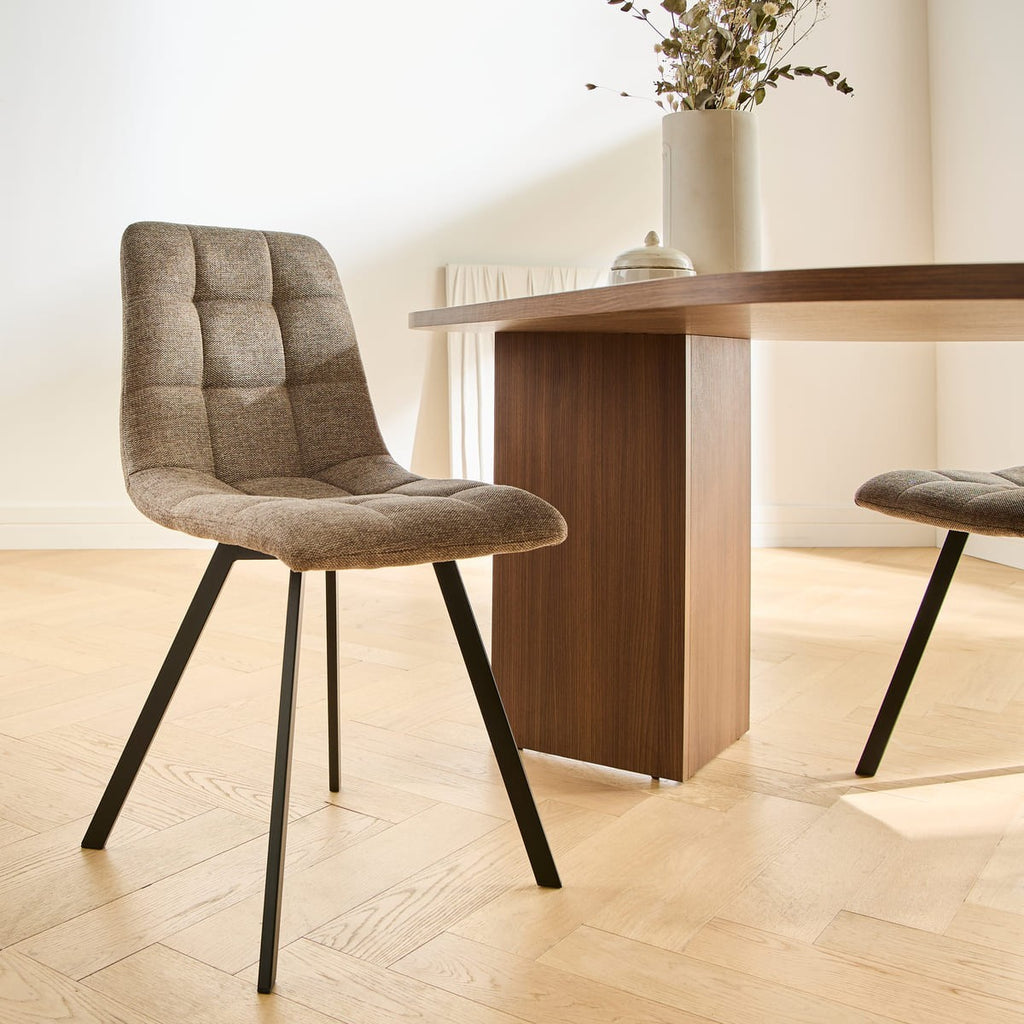 Chilli - Set of 4 Padded Chairs - Brown Mottled Fabric