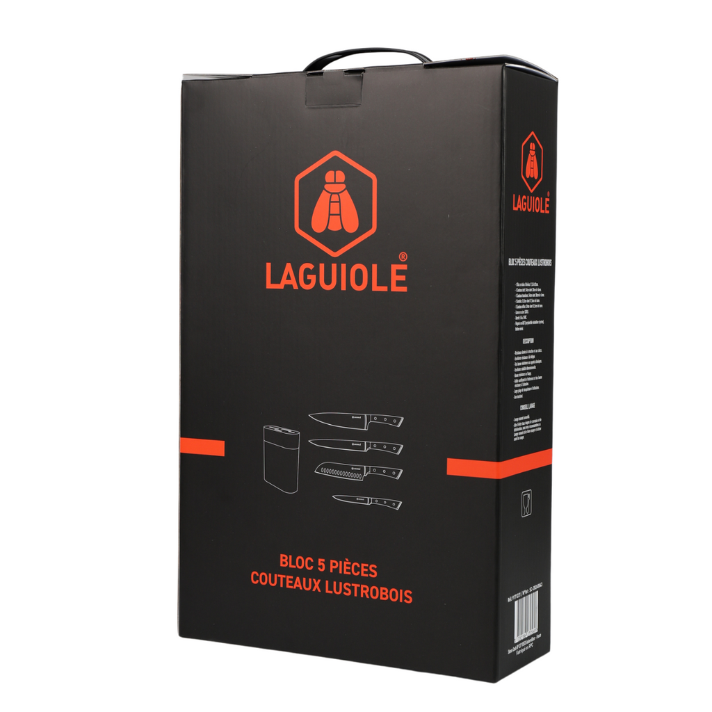 LustroBois - Bloque + 4 Cuchillos - Acero - Negro