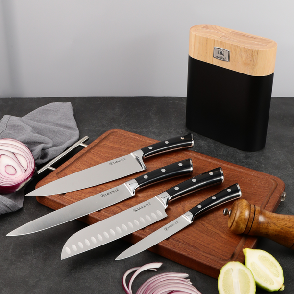 LustroBois - Bloc + 4 Couteaux - Acier - Noir