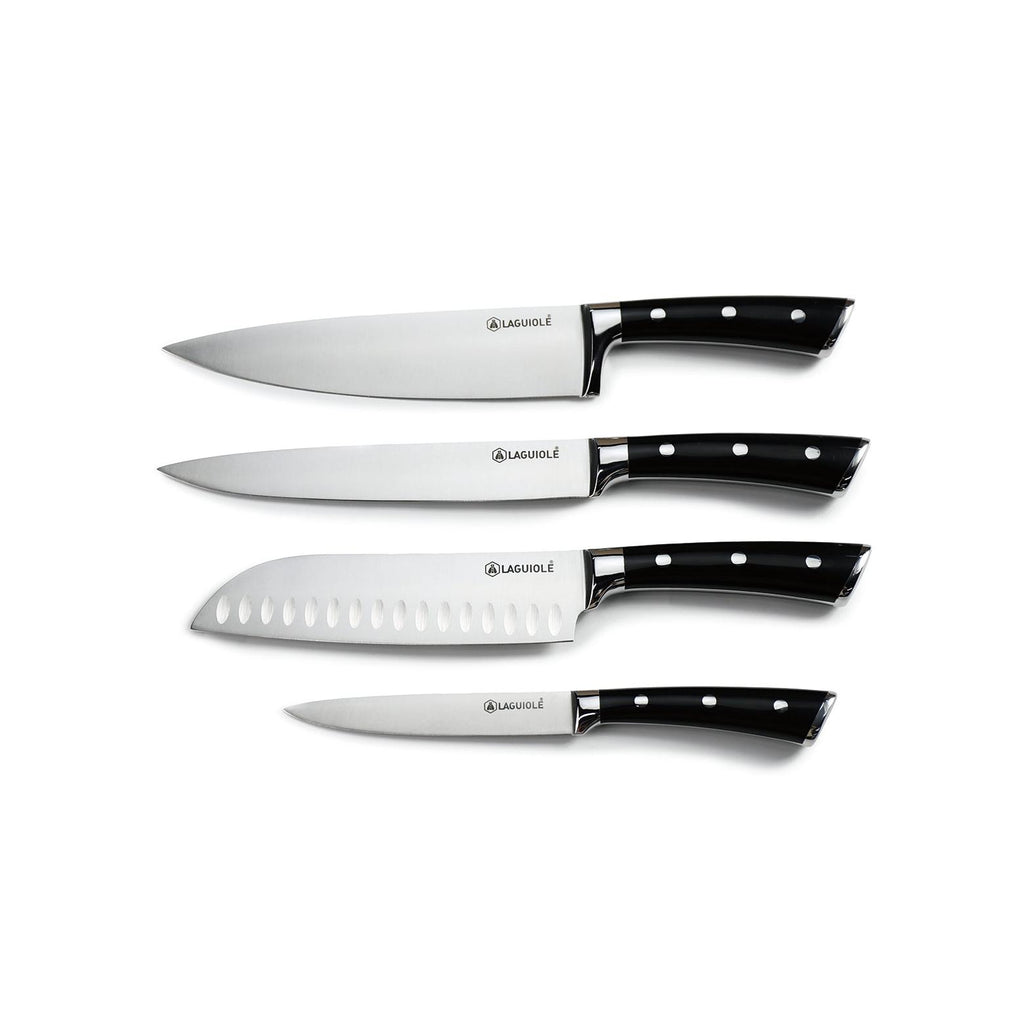 LustroBois - Bloque + 4 Cuchillos - Acero - Negro