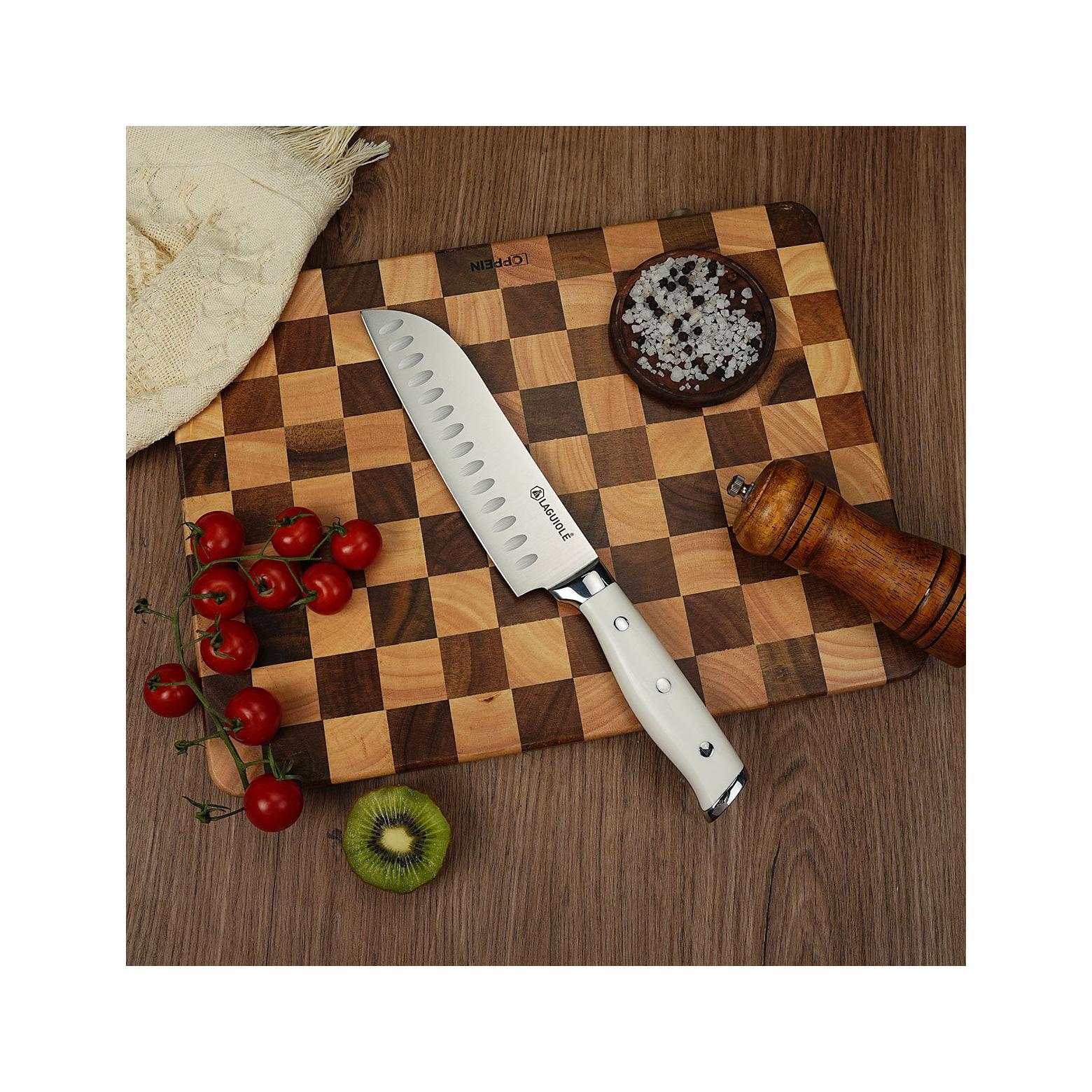 Elegance - Santoku knife - Steel - White
