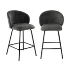 Sorrel - Lote de 2 taburetes con patas de metal - Tela jaspeada gris antracita