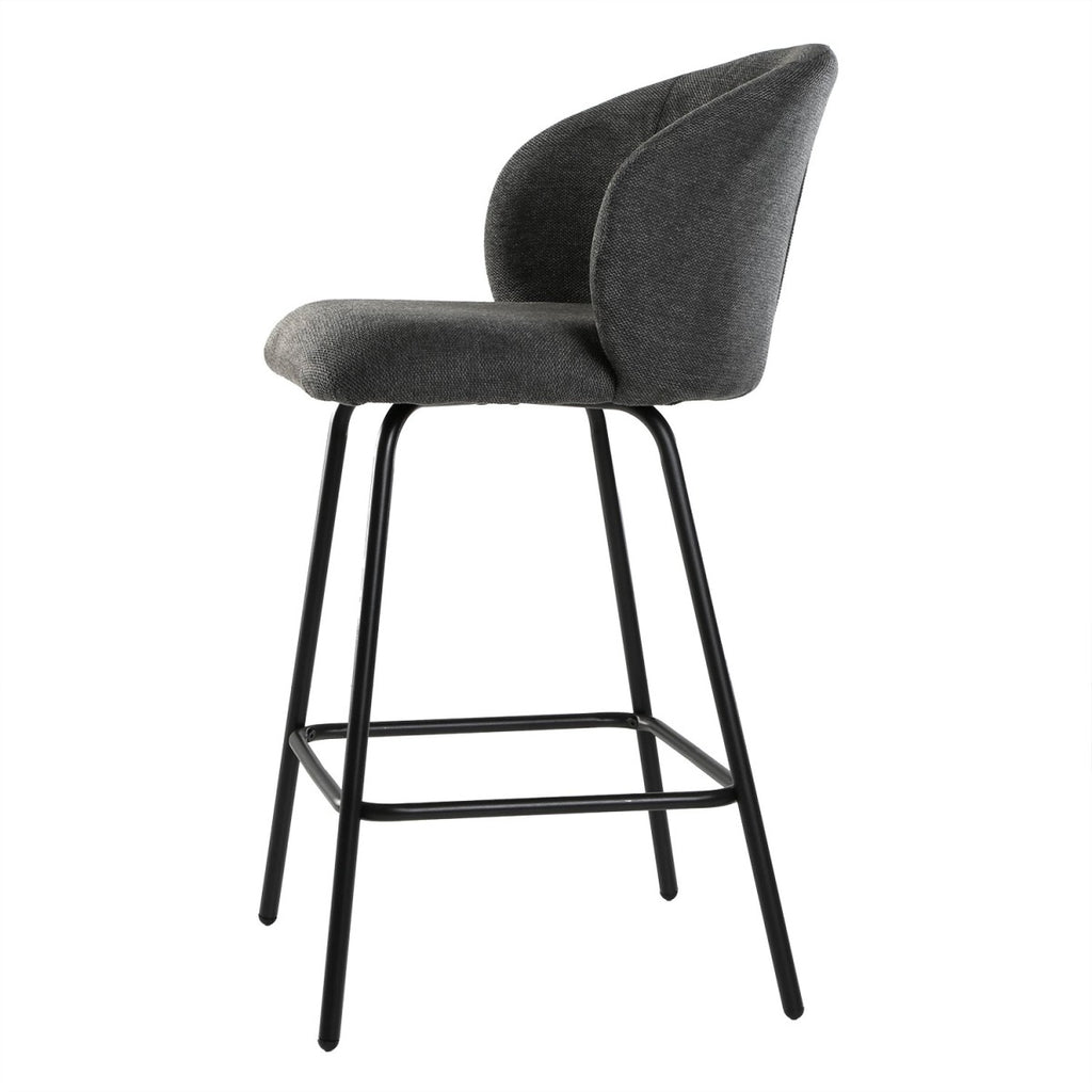 Sorrel - Lote de 2 taburetes con patas de metal - Tela jaspeada gris antracita