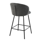 Sorrel - Lote de 2 taburetes con patas de metal - Tela jaspeada gris antracita