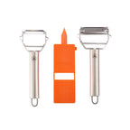Set 3 Pieces Vegetable Peeler + Julienne Peeler + Mini Grater - Orange / Silver