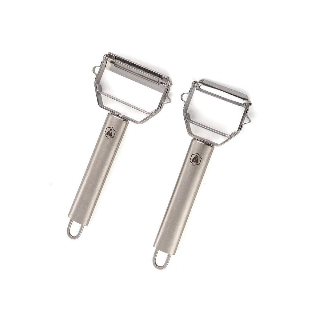 Set 3 Pieces Vegetable Peeler + Julienne Peeler + Mini Grater - Orange / Silver