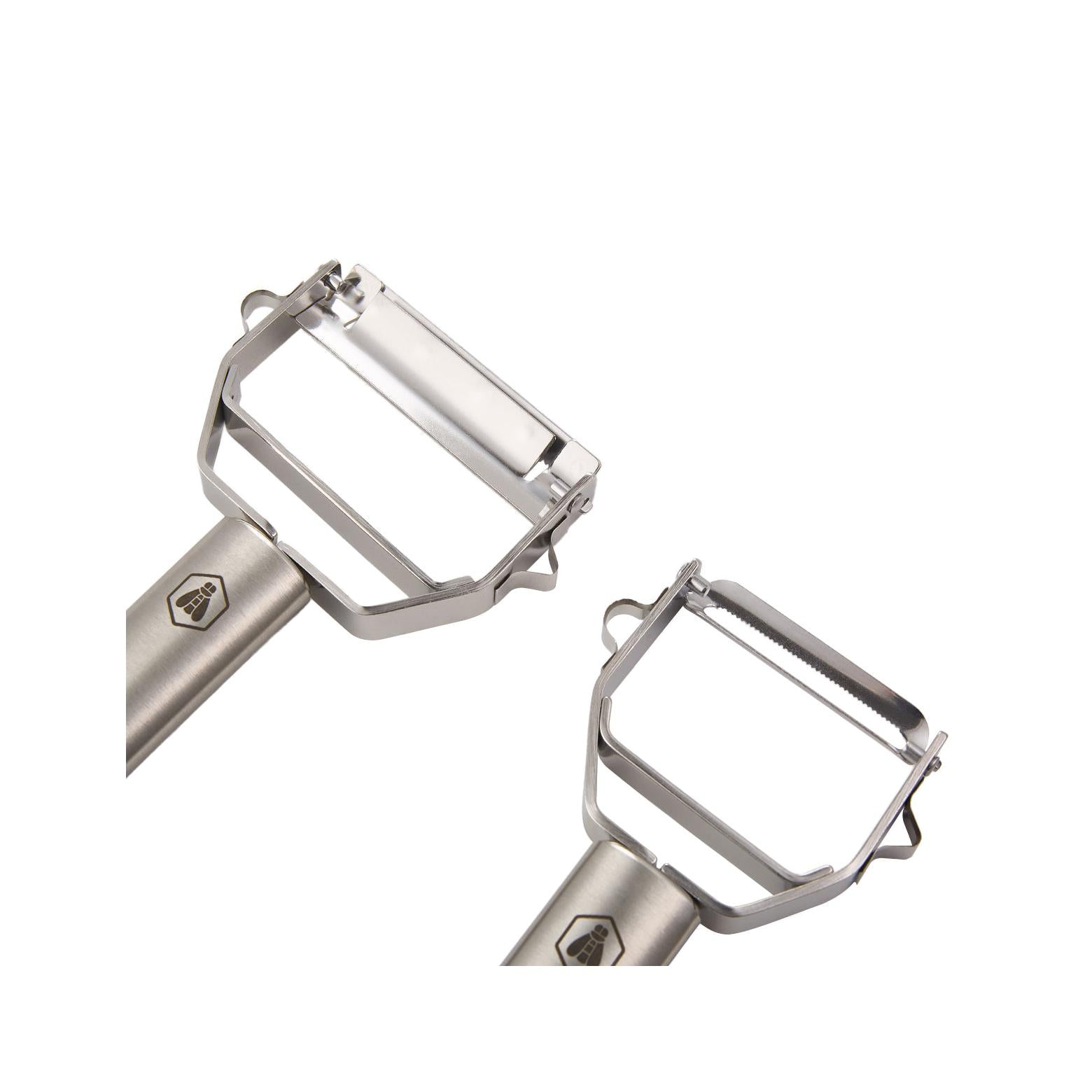 Set 3 Pieces Vegetable Peeler + Julienne Peeler + Mini Grater - Orange / Silver