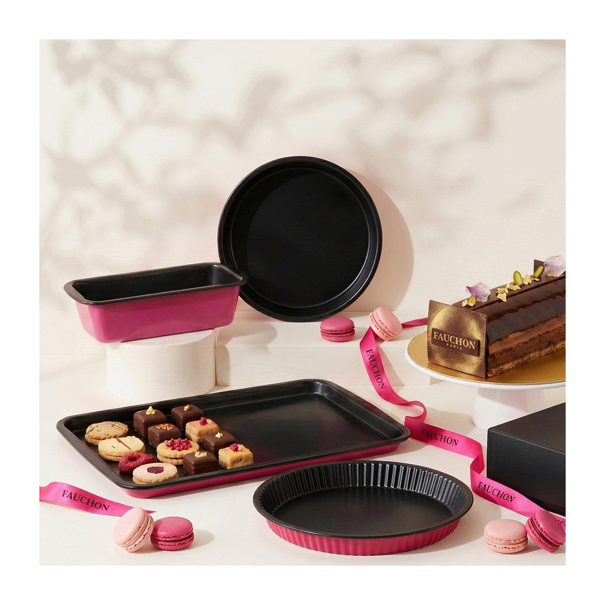 Fauchon - Plaque À Pâtisserie - 38X28Cm - Noir / Fushia