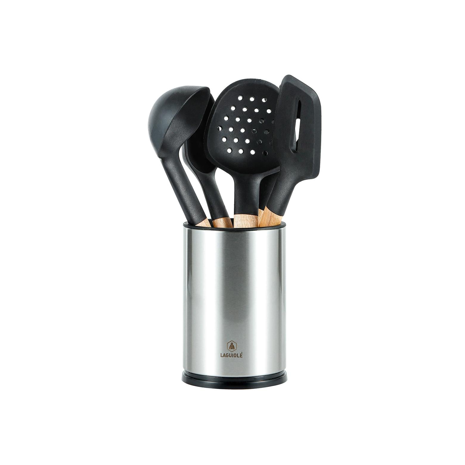 Sève - Set 6 Ustensiles De Cuisine - Inox Et Bois D'Acacia - Argenté / Bois