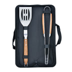 Sève - Set of 2 Barbecue Utensils Spatula + Tongs - Steel and Acacia Wood - Silver / Wood