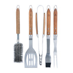 Sève - Set 5 Ustensiles Barbecue - Acier Et Bois D'Acacia - Argenté / Bois