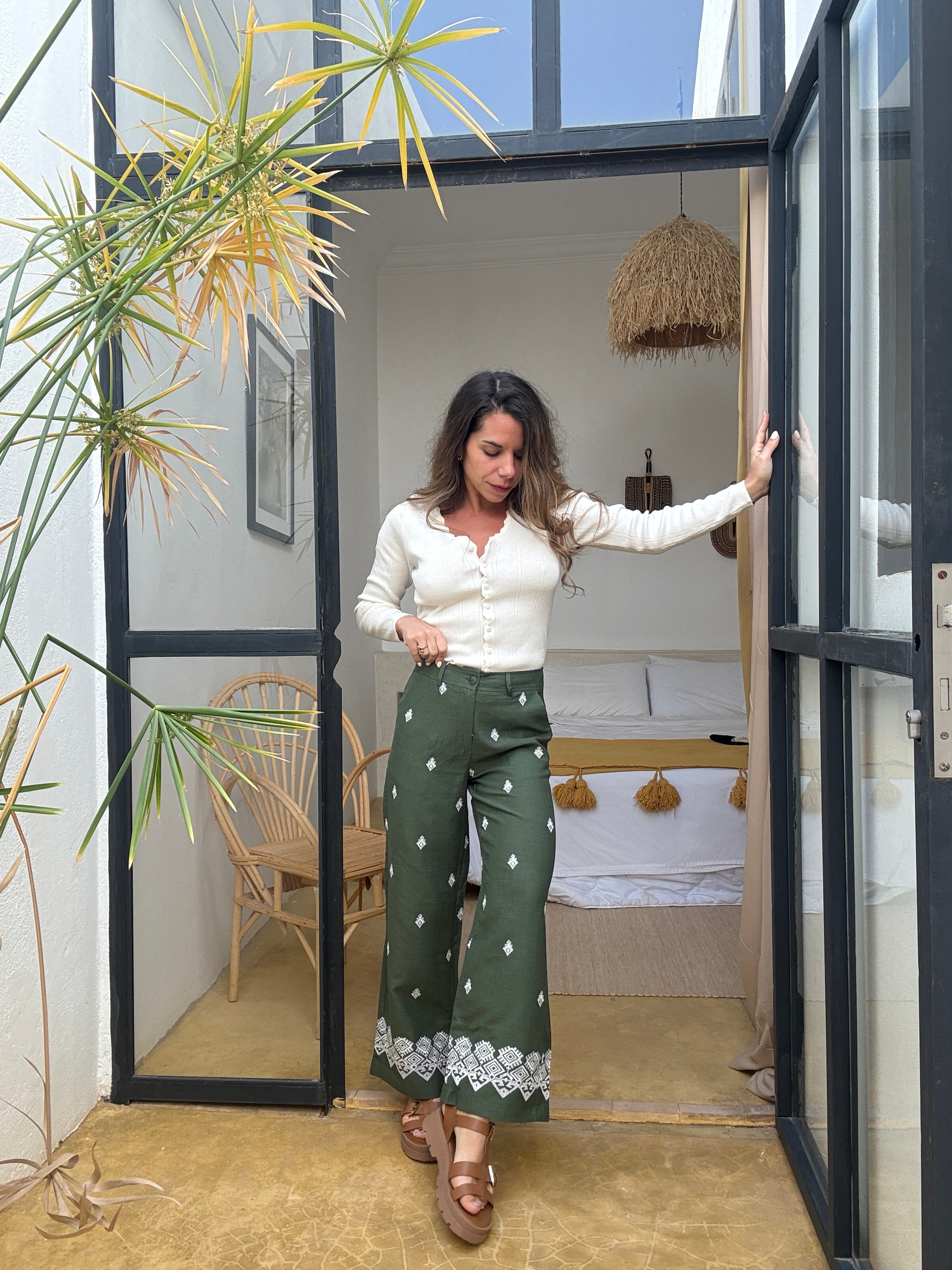 Lola Khaki Fluid Pants