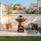 Brazier With Accessories And Protective Cover - Metal - Bronze
