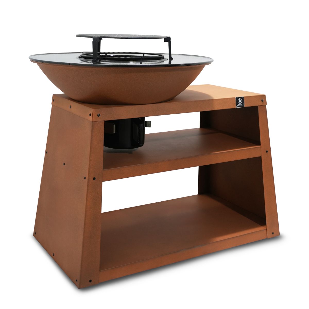 Brazier With Integrated Furniture, Accessories And Protective Cover - Metal - Gray